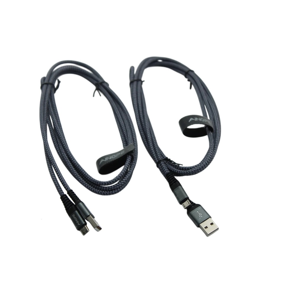 AINOPE Micro USB Cable 2-Pack Braided Nylon High Speed Charging Cord Gray
